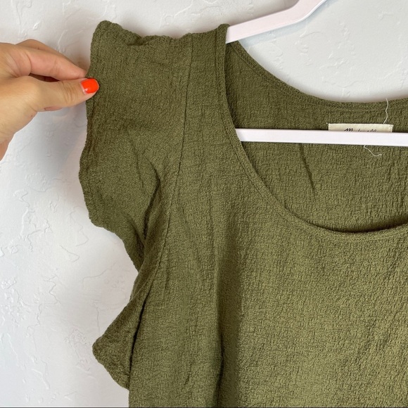 Madewell Ruffle-Sleeve‎ Tank Top in Olive Green - Picture 6 of 7